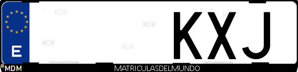 Imágen de matrícula de coche con letras KXJ de España