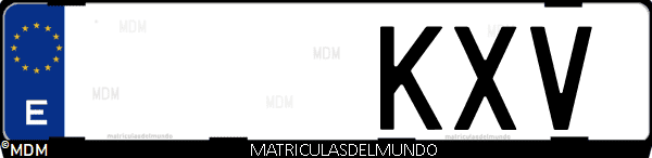 Imágen de matrícula de coche con letras KXV de España