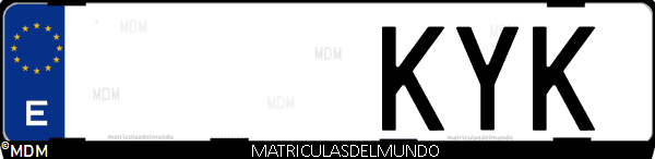 Imágen de matrícula de coche con letras KYK de España