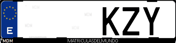 Imágen de matrícula de coche con letras KZY de España