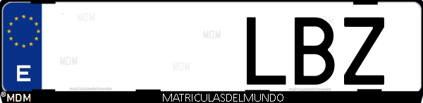 Imágen de matrícula de coche con letras LBZ de España