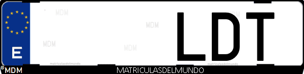 Imágen de matrícula de coche con letras LDT de España