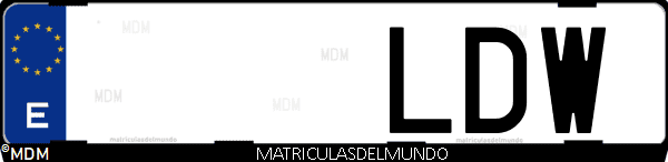 Imágen de matrícula de coche con letras LDW de España