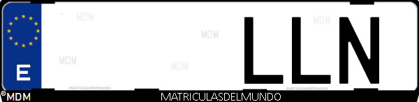 Imágen de matrícula de coche con letras LLN de España