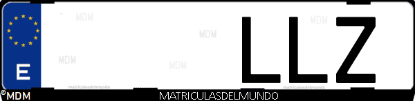 Imágen de matrícula de coche con letras LLZ de España