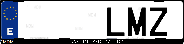 Imágen de matrícula de coche con letras LMZ de España
