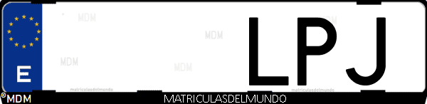 Imágen de matrícula de coche con letras LPJ de España