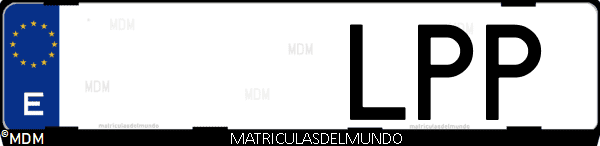 Imágen de matrícula de coche con letras LPP de España