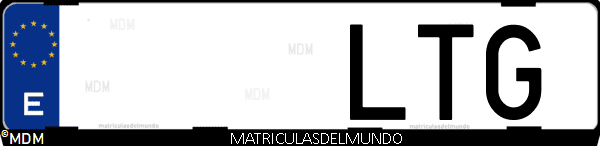 Imágen de matrícula de coche con letras LTG de España