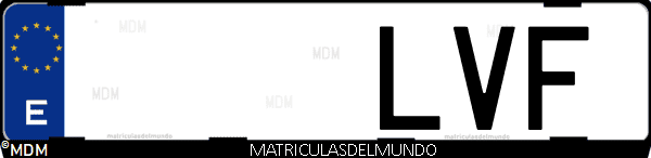 Imágen de matrícula de coche con letras LVF de España