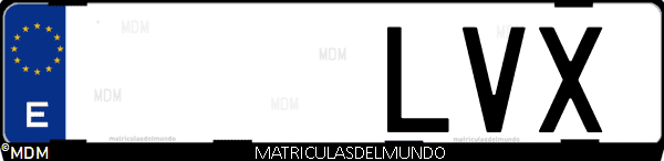 Imágen de matrícula de coche con letras LVX de España