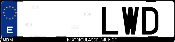 Imágen de matrícula de coche con letras LWD de España