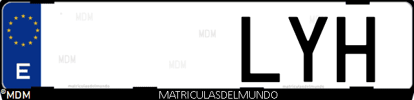 Imágen de matrícula de coche con letras LYH de España