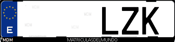 Imágen de matrícula de coche con letras LZK de España