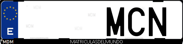 Imágen de matrícula de coche con letras MCN de España