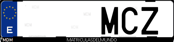 Imágen de matrícula de coche con letras MCZ de España