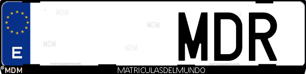 Imágen de matrícula de coche con letras MDR de España