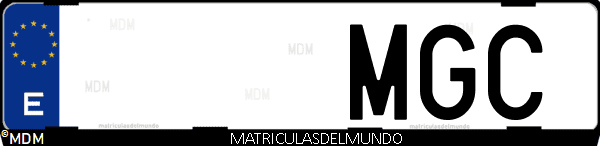 Imágen de matrícula de coche con letras MGC de España