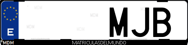 Imágen de matrícula de coche con letras MJB de España