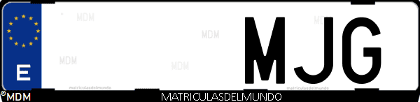 Imágen de matrícula de coche con letras MJG de España