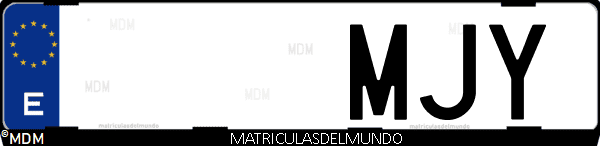 Imágen de matrícula de coche con letras MJY de España