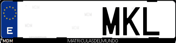 Imágen de matrícula de coche con letras MKL de España