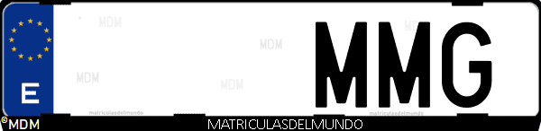 Imágen de matrícula de coche con letras MMG de España