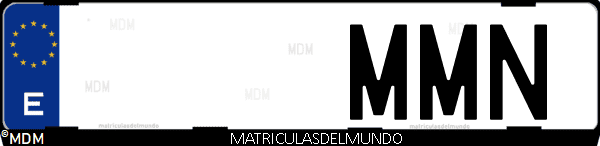 Imágen de matrícula de coche con letras MMN de España