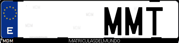Imágen de matrícula de coche con letras MMT de España