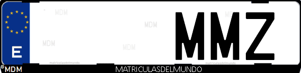 Imágen de matrícula de coche con letras MMZ de España