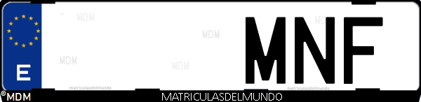 Imágen de matrícula de coche con letras MNF de España