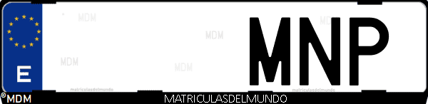 Imágen de matrícula de coche con letras MNP de España