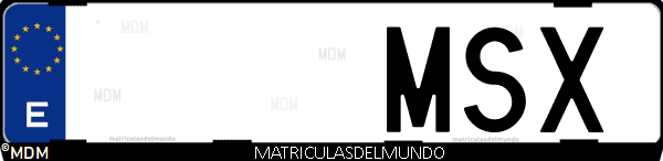 Imágen de matrícula de coche con letras MSX de España