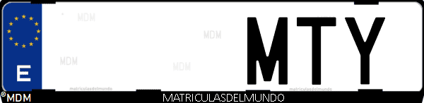 Imágen de matrícula de coche con letras MTY de España