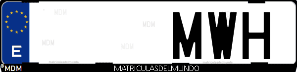 Imágen de matrícula de coche con letras MWH de España