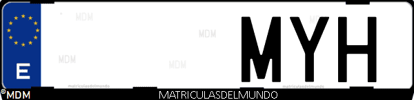 Imágen de matrícula de coche con letras MYH de España