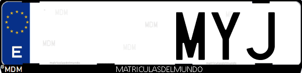 Imágen de matrícula de coche con letras MYJ de España