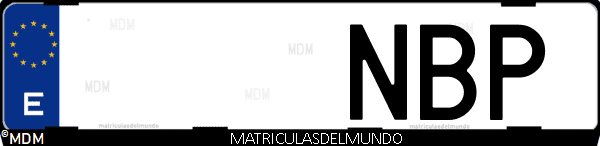Imágen de matrícula de coche con letras NBP de España