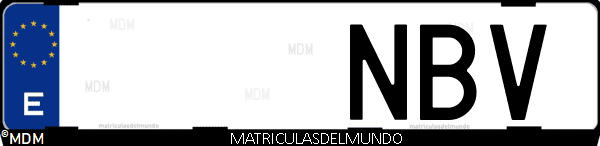 Imágen de matrícula de coche con letras NBV de España