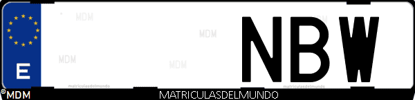 Imágen de matrícula de coche con letras NBW de España