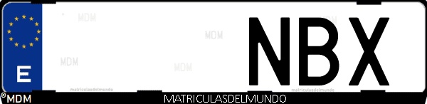 Imágen de matrícula de coche con letras NBX de España
