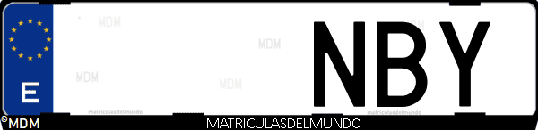 Imágen de matrícula de coche con letras NBY de España