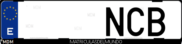 Imágen de matrícula de coche con letras NCB de España