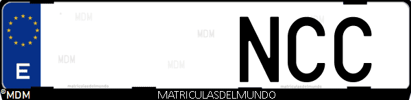 Imágen de matrícula de coche con letras NCC de España