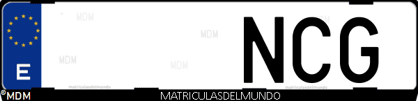 Imágen de matrícula de coche con letras NCG de España