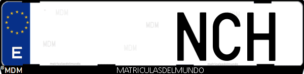 Imágen de matrícula de coche con letras NCH de España