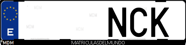 Imágen de matrícula de coche con letras NCK de España