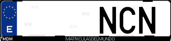 Imágen de matrícula de coche con letras NCN de España