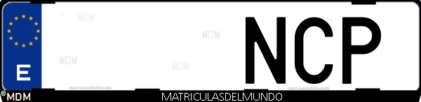Imágen de matrícula de coche con letras NCP de España