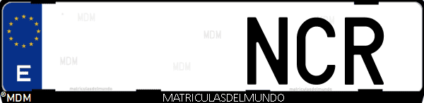 Imágen de matrícula de coche con letras NCR de España
